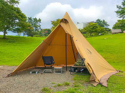 初張りソロキャンプ コットでお昼寝 周りに全て集めて動かない仕様